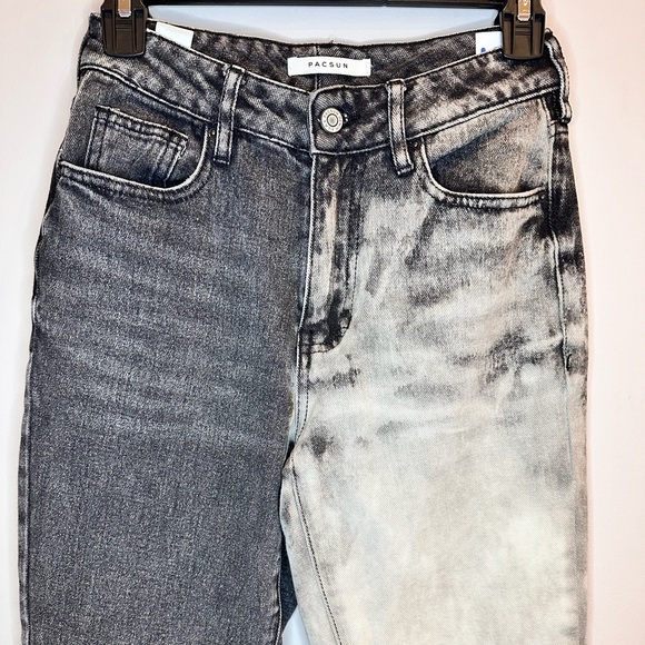 NEW PacSun Two-Tone High Rise Straight Leg Mom Jeans Denim Gray Blue Women 24 - Picture 4 of 4